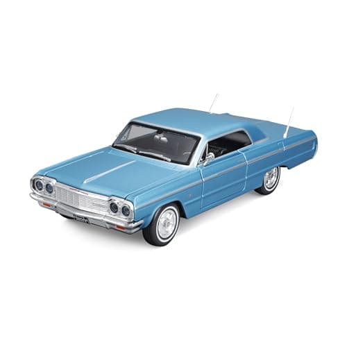 Image of Maisto 1964 CHEVROLET IMPALA Classic Car - 1:24 Scale - Incredibly Detailed Die-Cast Replica Collectible Model Vehicle, Blue