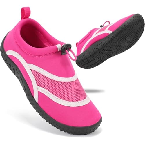 Image of STQ KIDS Water Shoes Kids Aqua Socks Boys Girls Beach Swim Quick Dry Non Slip Wetsuit Toddler Wet Swimming Pool Sea Surf Childrens Barefoot Sand Sports Outdoor Summer Rose 1 UK