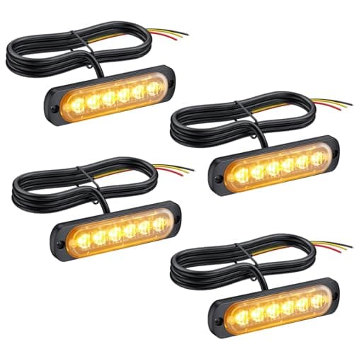 Image of PROZOR 4PCS 6LEDs Strobe Flashing Lights - Beacon Lights with 18 Flash Modes IP65 Waterproof Emergency Warning Strobe Light for 12V / 24V Car Vehicle Trucks Boat Vehicles