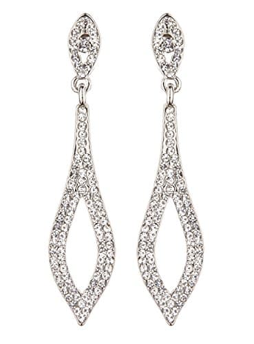Image of Clip On Earrings - Silver Plated Drop With Clear Crystals - Banba S
