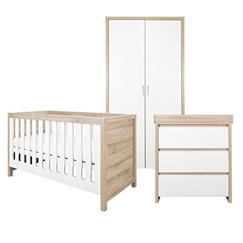 Image of Tutti Bambini Modena 3-Piece Nursery Furniture Set - 3-in-1 Baby Cot Bed, Baby Changing Table with Drawers, Nursery Wardrobe for Baby Storage, Baby Furniture Set