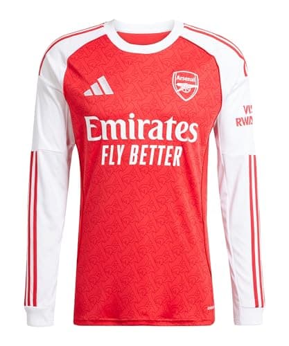Image of adidas Mens Arsenal Long Sleeve Home Shirt 2025 2026 Red/White XL