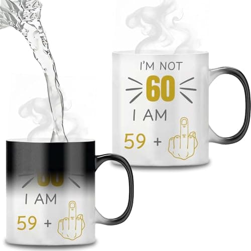 Image of Funny Mug for Men, 60th Birthday Magical Heat-Sensitive Photo Collage Mug, 60 Years Old Birthday Gift for Dad Father’s Day Present for Him, Husband, Boyfriend
