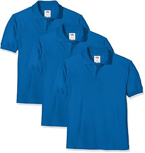 Image of FRUIT OF THE LOOM Unisex Baby Short Sleeve Polo Shirt, Royal, 5-6 Years UK