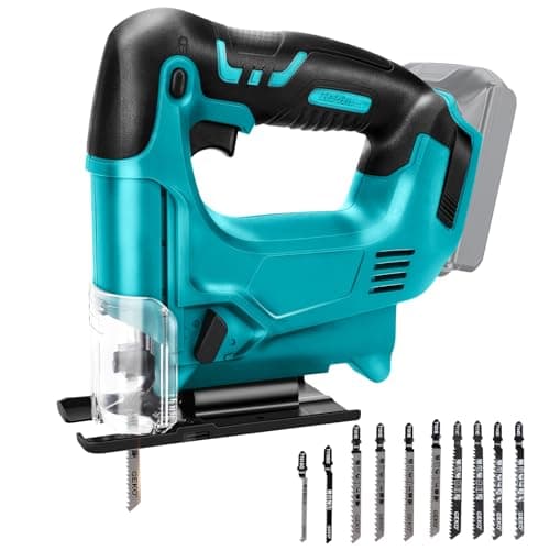Image of WingFly Jig Saw for Makita 18V Battery, 2900 SPM Electric Jigsaw Tool with 10 Piece T-Shank Blades, Variable Speed, 0°-45° Bevel Cutting for Wood Plastic Metal