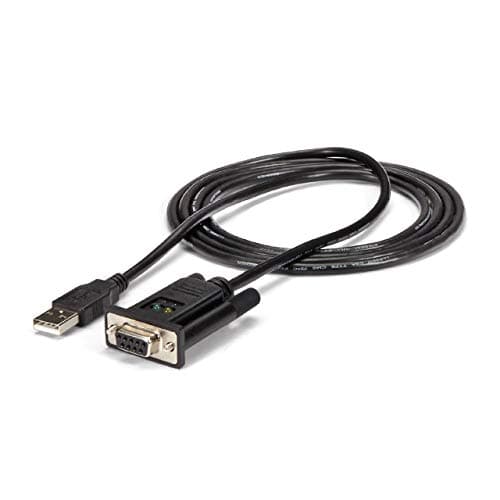 Image of StarTech.com 6ft (1.8m) 1-Port USB to Serial RS232 Adapter, FTDI DB9 Serial DCE Adapter Cable, Null Modem, USB 2.0 - TAA