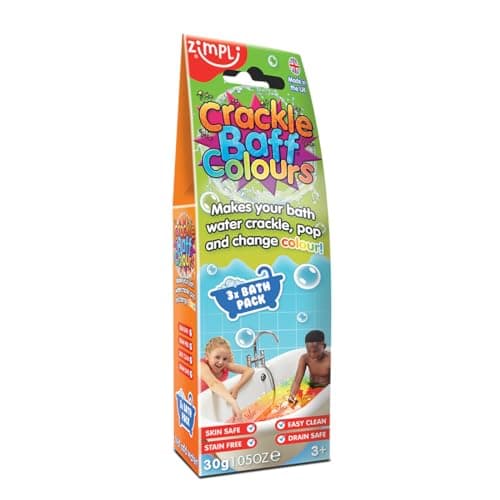 Image of ZIMPLI - Crackle Baff Colours, 3 Bath Pack, Magically makes your water Crackle, Pop & Change Colour, Bath Toy, Pocket Money Stocking Filler Gift, UK Made