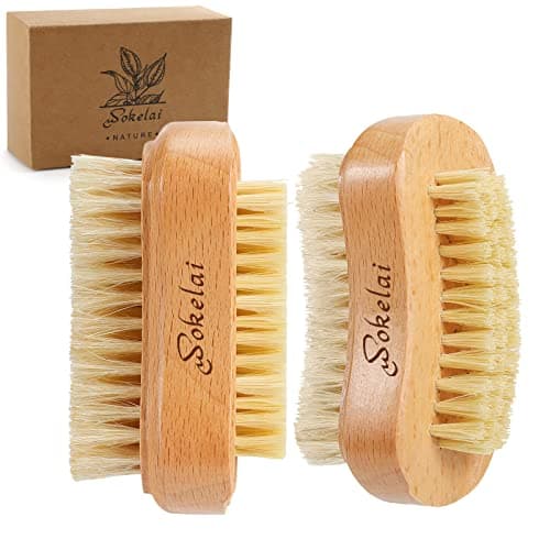 Image of Wokelai Wooden Nail Brush Set - Natural Wood & Sisal Nail Scrubber for Manicure & Pedicure, Durable Nail Cleaning Brushes for Fingers & Toenails, Perfect for Men, Women & Kids (2-Pack)