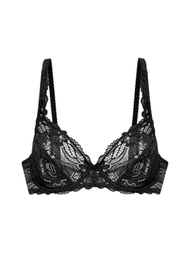 Image of DORINA Angie Non-Padded Underwired Bra – Lace Details, Full Coverage, Adjustable Straps, Black