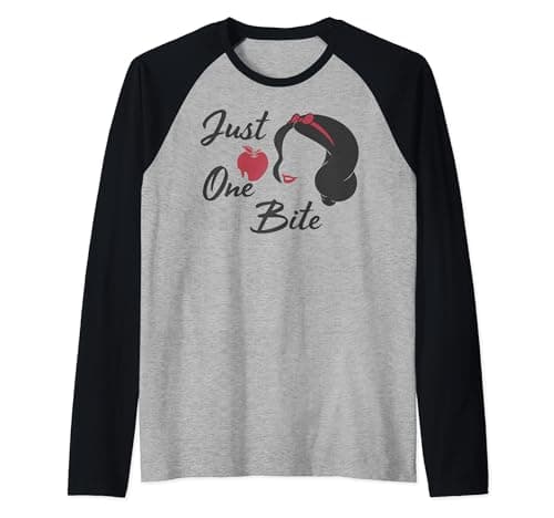 Image of Disney Snow White Just One Bite Head Shot Sketch Raglan Baseball Tee