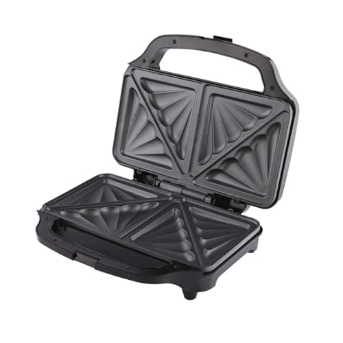 Image of Hamilton Beach Sandwich Toaster 2 Slice, Deep Fill, Makes 2 Toasted Sandwiches, Non-Stick Hot Plates, XL Plates, Cool Touch Handle, Locking Latch, Automatic Temperature Control, 900W - HB1026, Black