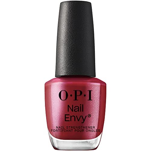 Image of OPI Nail Envy Nail Strengthener, Tough Luv Opaque Dark Red Pearl Nail Polish Treatment with Vegan Formula to Strengthen Weak & Thin Nails, 15ml