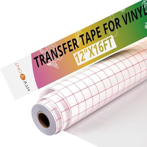 Image of HTVRONT Transfer Tape for Vinyl - 12" x 16 FT (30.5 x 488CM) w/Red Alignment Grid Transfer Tape, Medium Tack Clear Transfer Paper for Permanent Vinyl and Self Adhesive for Signs Stickers, Decals