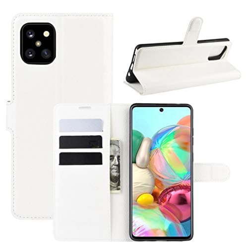 Image of XFDSFDL® Protective Cover for Samsung Galaxy Note10 Lite N770 (6.7 Inch) PU Leather Flip Case Litchi Pattern with Built Stand and Magnetic Closure Card Slot Wallet Phone Shell Holster, White