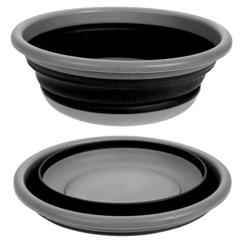 Image of VFM e-Store - Large Bowl 7L Capacity Pop Up Collapsible Easy Storage - Camping, Travel Holiday Accessories for Summer - 37cm X 37cm Grey X 1