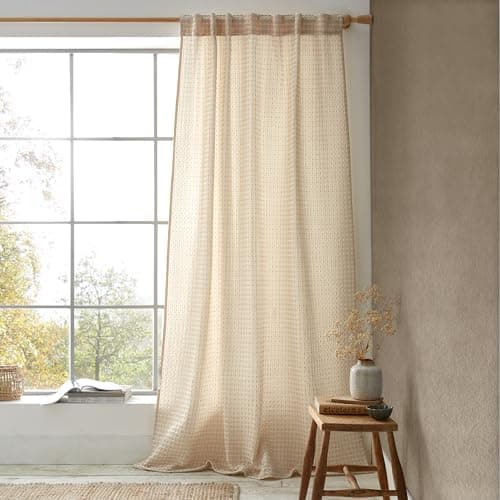 Image of Pineapple Elephant Muscat Waffle 140x229cm Slot Top Voile Curtain Panel Natural