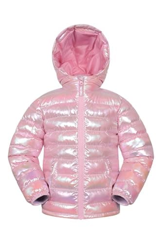 Image of Mountain Warehouse Seasons Padded Kids Puffer Jacket - Water Resistant, Lightweight & Insulated Coat, Boys & Girls - Spring Summer, School, Travel Pale Pink Kids Size 5-6 Years