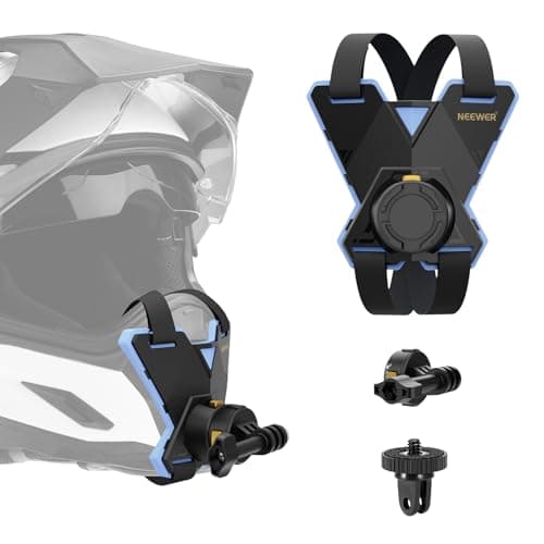 Image of NEEWER Motorcycle Helmet Chin Strap Mount Accessories Kit Compatible with GoPro Hero 13 12 11 10 9 8 7 Black DJI OSMO Action 5 Pro 4 3 2 Insta360 AKASO, with Magnetic Quick Release Mount Adapter, GP19