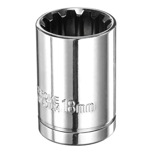 Image of sourcing map 12 Point Socket 1/2" Drive by 18mm Metric Shallow Socket Chrome Vanadium Steel 12-Point Standard Sockets Mechanic Hand Tool for Car Repair Mechanical Maintenance Home Use