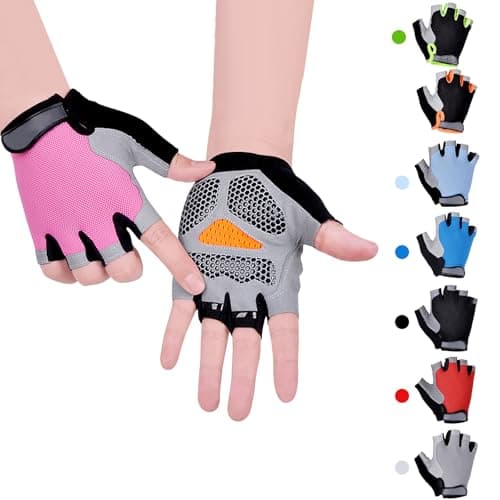 Image of CubePlug Kids Boy Girl Cycling Climing Half Finger Gloves GEL Padded BMX Bike Fingerless [SPI1]