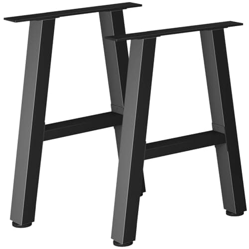 Image of HoomTop Table Leg Set 2-Pack (60x72.5cm) - Heavy Duty H - Shaped Black Industrial Metal DIY Furniture Legs for Standing Bench Desk Dining Table Workbench and Coffee Table