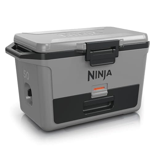 Image of Ninja FrostVault Hard Cooler 50qt/47L, Premium Heavy-Duty Insulated Cool Box, Keeps Ice for up to 6 Days, with Dry Zone integrated Fridge-Temp Dry Storage Drawer, Fits 80 Cans, Slate Grey FB151UKGY