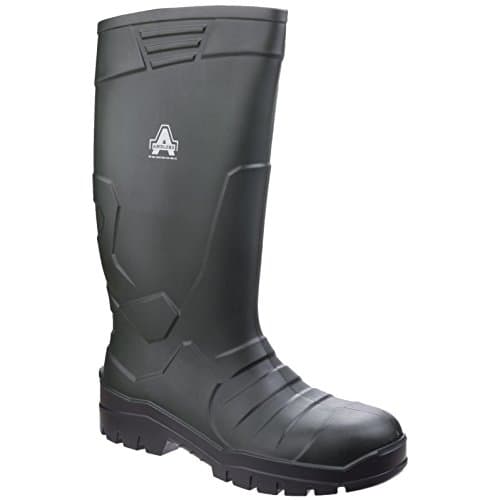 Image of Amblers Safety Unisex Teviot Heavy Duty Wellington/Plain PU Wellingtons,Green, Size UK 8
