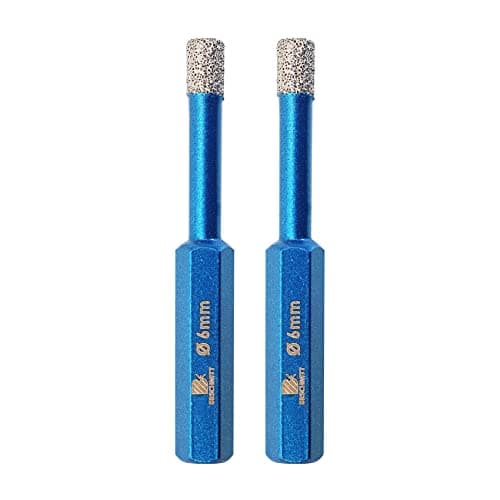 Image of BRSCHNITT 2pcs 6mm Diamond Hole Saw Core Drill Bit Set for Porcelain Tile, Ceramic, Stone, Granite, Marble - Dry Drilling Hex Shank Kit