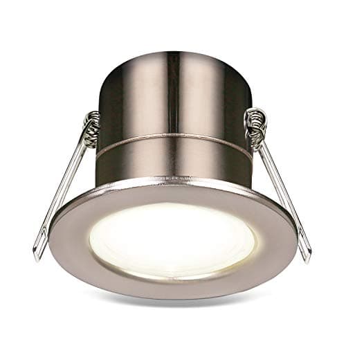 Image of Luceco F-Eco GU10 Standard Fixed Dimmable Downlight, 5 Watts, 3000K Colour Temperature, Brushed Steel Alloy Steel