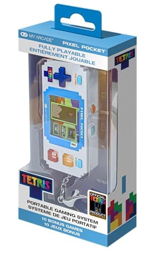 Image of Tetris Pixel Player: Officially Licensed Tiny Tetris, Portable Keychain Arcade with 10 Bonus Games, Fun for Kids and Adults, White