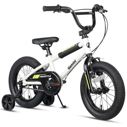 Image of AVASTA 14 Inch Little Kids Bike for 3 4 5 Years Old Boys Girls Beiginner Riders BMX Style Bicycle with Bell and Stabilisers, White