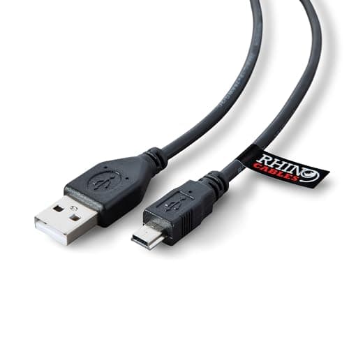 Image of rhinocables USB to Mini B 5-Pin Cable |Durable Design, Fast Charging & Sync | Universal Compatibility for PS3 Controllers, Cameras, GoPro & More | USB 2.0 with 480 Mbps Data Transfer (5m,Pack of 1)