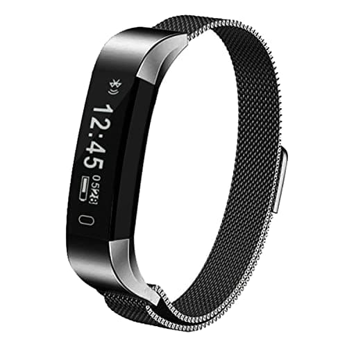 Image of AQUARIUS AQ115 Splash Proof Fitness Tracker, Smart Watch with Metal Mesh Milanese Strap, 0.86" OLED Display Activity Tracker & Pedometer with Sleep Monitor for iOS & Android - Space Grey