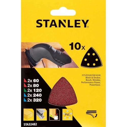Image of Stanley Punched Hook and Loop Detail Sander Sheets Assorted Pack of 10
