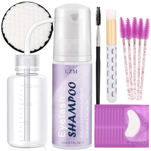 Image of LZM Lash Shampoo for Lash Extensions 60Ml Eyelash Shampoo with Lash Brush + Rinse Bottle Lash Cleanser Paraben & Oil Free Eyelash Cleanser for Eyelash Extensions for Salon and Home Use
