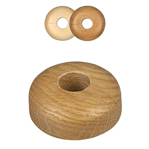 Image of 2 Pieces Pipe Covers, Solid Wood, for Pipe diameters: 15mm, 19mm, 22mm; Radiator Pipe Collars/Heating Pipe Rings/Surrounds/Roses, Real Wood: Maple, Beech, Oak, (15mm, Oak)