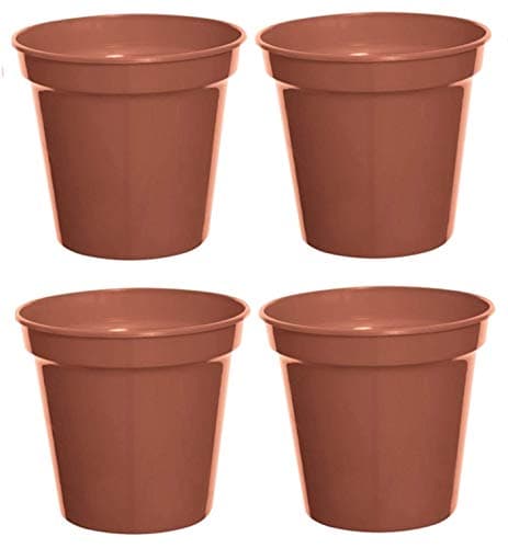 Image of 4 x 20cm 8" Plastic Terracotta Cultivation Plant Pots for Garden & Flowers
