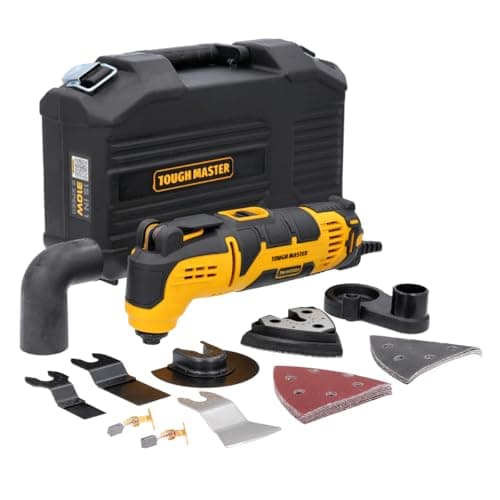 Image of TOUGH MASTER Oscillating Multi Tool 310W 6 Variable Speeds 3° Oscillation Angle Quick Change Blade System, Corded Multitool with Accessories Set and Storage Case for Cutting, Sanding, Grinding