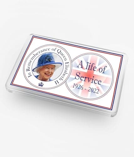 Image of Commemorative Queen Elizabeth II Fridge Magnet, Life of Service 1926-2022, 7.5 cm x 5.0 cm