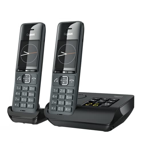 Image of Gigaset Family A Duo - Two Handsets - Cordless DECT Telephone with an Answering Machine - Timeless and Elegant Design, Black [UK Version]