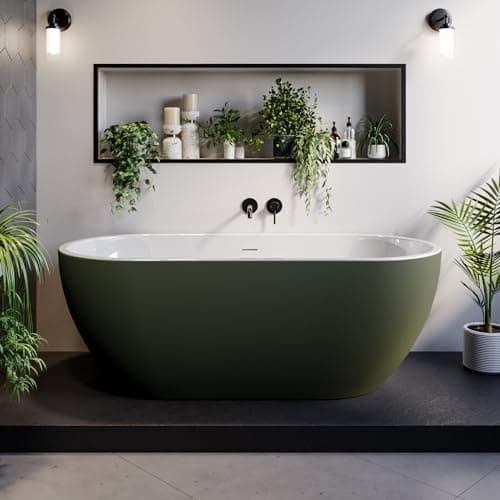 Image of Dark Green Freestanding Double Ended Bath 1650 x 750mm - Lisbon