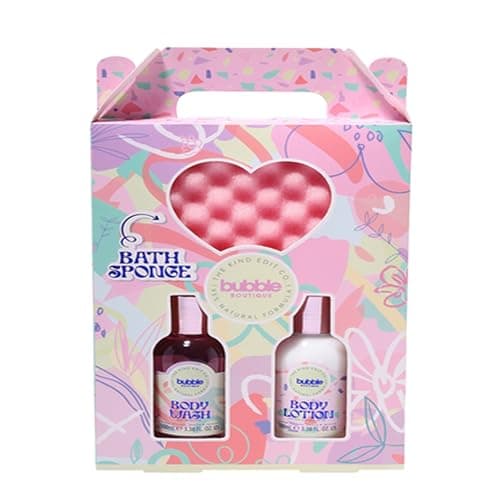 Image of The Kind Edit Co.Bubble Boutique Lather & Soak Gift Set - 100ml Body Wash, 100ml Body Lotion, Sponge
