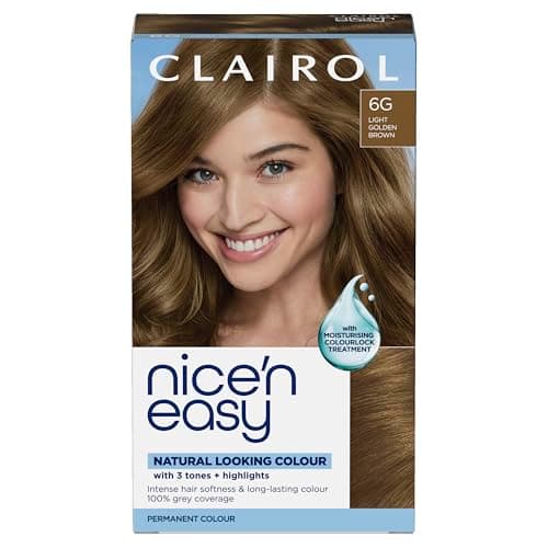 Image of Clairol Nice'n Easy Crème, Natural Looking Oil Infused Permanent Hair Dye, 6G Light Golden Brown, 1 Count (Pack of 1)