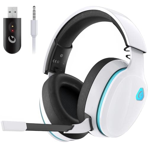 Image of Gvyugke 2.4GHz Wireless Gaming Headset for PC, PS5, Mac, Switch, Bluetooth Wireless Gaming Headphones with Detachable Noise Cancelling Microphone, 3.5mm Cable Mode for Xbox Series