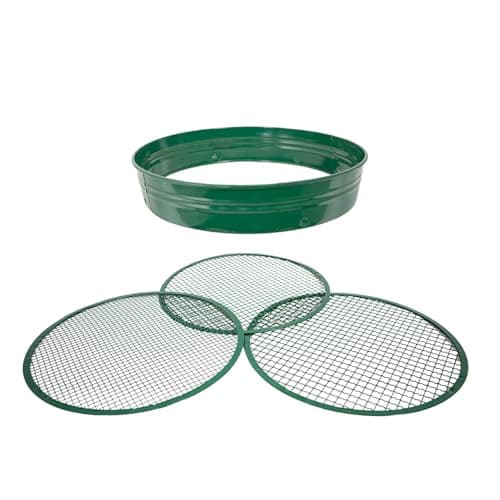 Image of Woodside 3-in-1 Stainless Steel Garden Soil Sieve (37cm) – Mesh Potting Riddle Compost Sifter - 6/8/10mm Filters for Fine, Stone-Free Soil