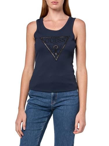 Image of Guess Women's Eco Viviana Logo Tank Top, Suiting Blue, M