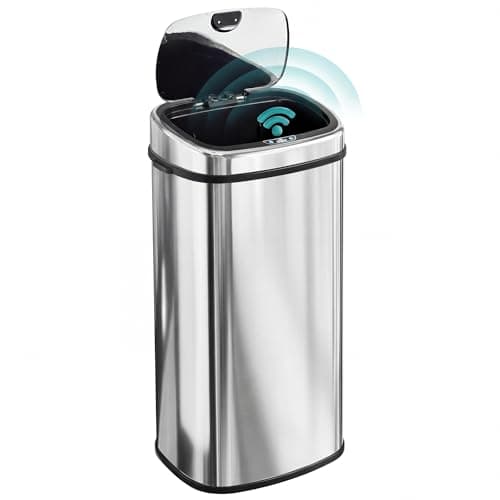 Image of HOMCOM 68L Sensor Bin with Soft-Close Lid, Automatic Touchless Motion Sensor Kitchen Bin with Fingerprint Resistant Stainless Steel for Hygienic Gyms, Home Office Use, Silver Tone