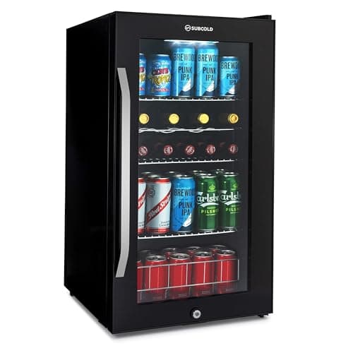 Image of Subcold Ace90 LED Touch Control Beer Fridge With Glass Door | Premium Drinks & Wine Fridge | Black Alu Handle, Auto Defrost, Lockable | 91 Cans | Ideal for Home Bar Undercounter