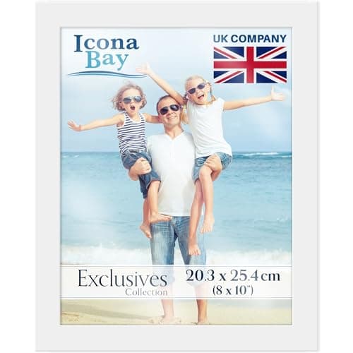 Image of Icona Bay - 10x8 White Picture Frame - Sturdy Engineered Wood Photo Frame - Sleek Design, Table Top or Wall Mount - Exclusives Collection