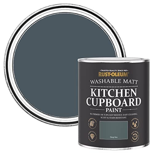 Image of Rust-Oleum Green Kitchen Cupboard Paint in Matt Finish - Deep Sea 750ml